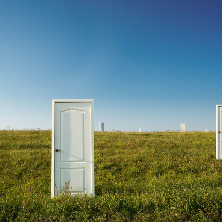Doors On A Landscape As A Metaphor For Choosing A Path