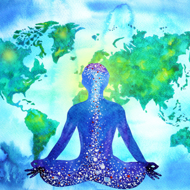 Illustration Of A Person Meditating While Considering The Global Impact