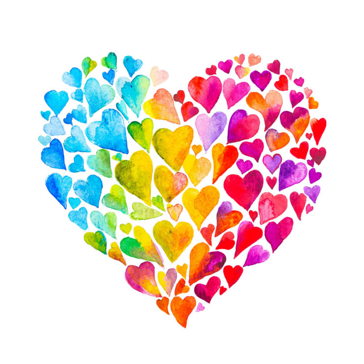 Several Hearts In The Shape Of A Multicolored Heart