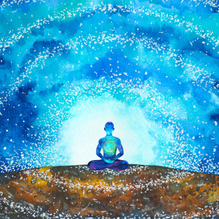 Watercolor Painting Of A Person Meditating